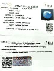 5.51/CT Natural Blue Sapphire with Govt Lab Certificate (6771)